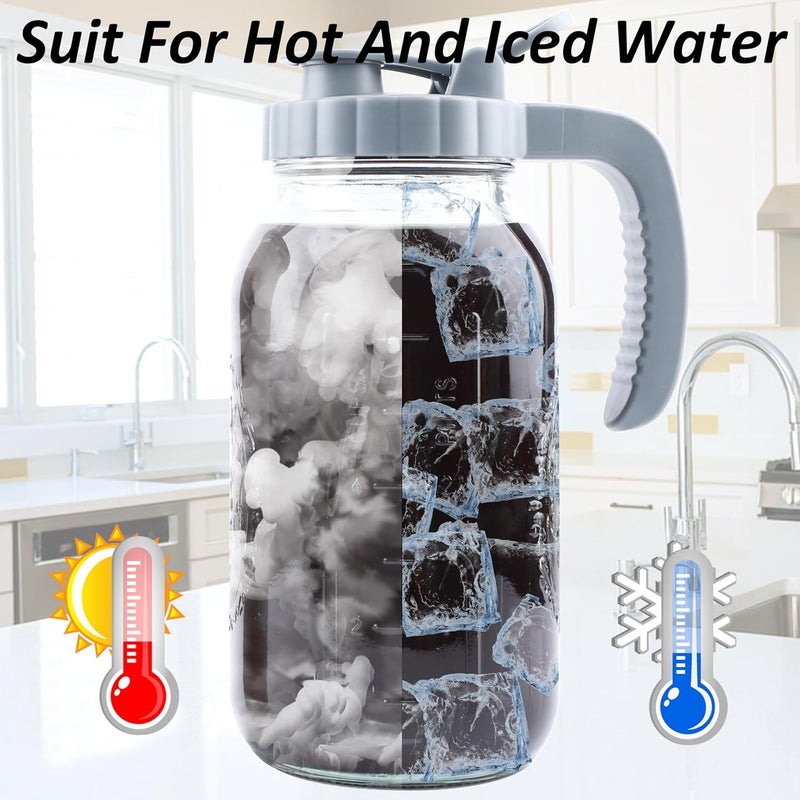 MBSRITY Cold Brew Coffee Maker 64 OZ 2 Pack Mason Jar Cold Brew Pitcher With Infuser 2 Quart Wide Mouth Iced Coffee Maker With Pour Spout Lid And Handle Half Gallon Airtight & Leakproof Pitcher For Fridge - Image 5